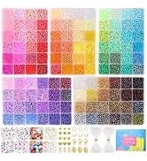 Funtopia 4mm 13000pcs+ Seed Beads for Jewelry Making, 120 Colors Small Glass Beads for Bracelets,...
