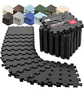 bemaxx Gym Mats Set - 18 pcs EVA Interlocking Foam Floor Tiles (12.6"x12.6"x0.4") 18sqft Protecti...