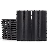 Plastic Interlocking Deck Tiles, 12 Pack Balcony Flooring, 12"x12" Waterproof Outdoor Flooring Al...