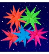 Mega-L Glow in The Dark Party Supplies, 5 Pcs Neon Explosion Star Balloons Kit, Neon Party Decora...