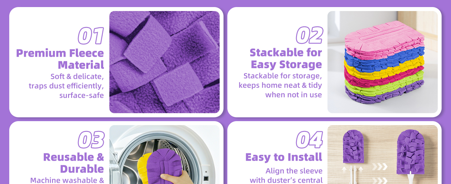 Reusable duster refills for swiffer