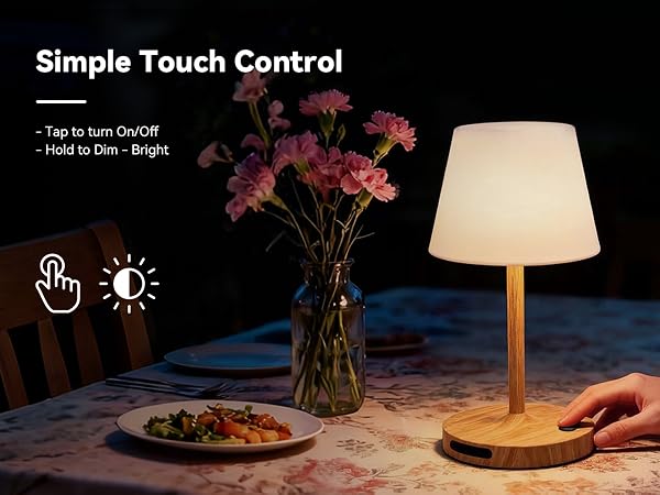 Simple Touch Control Tap to turn On/Off Hold to Dim - Bright