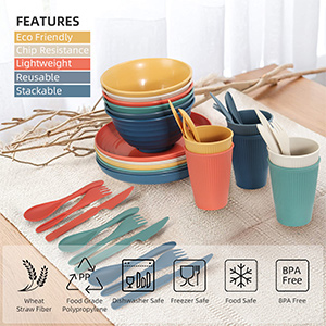 wheat straw dinnerware sets