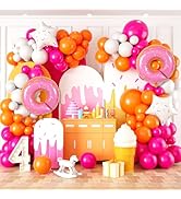 Donut Balloon Garland Arch Kit, 111Pcs Donut Theme Party Decorations, Hot Pink Orange Latex Ballo...