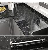 VEELIKE Black Galaxy Granite Contact Paper for Countertops Waterproof Peel and Stick Countertops ...