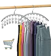 Volnamal Legging Organizer for Closet, Metal Yoga Pants Hanger w/Rubber Coated 2 Pack w/10 Clips ...