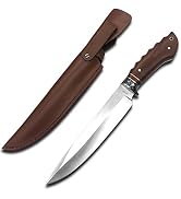FU-GLBY Big Fixed Blade Knives with Leather Sheath Rosewood Handle Tactical Survival Hunting Knives