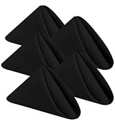 24Pcs Cloth Napkins 17x17 Inches Black Napkins Cloth Washable with Hemmed Edges for Restaurants, ...