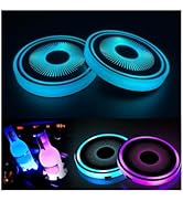2PCS LED Car Cup Holder Lights, Light up Car Coasters for Cup Holders 7 Color-Changing Light Up C...