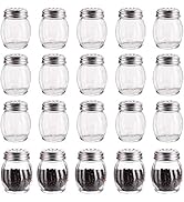 Nicunom 20 Pack 6 Oz Spices Shaker with Perforated Stainless Steel Lid, Swirl Glass Parmesan Chee...
