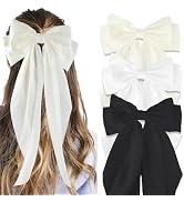 Canitor Hair Bows for Women Silky Satin Hair Ribbon Hair Barrettes Clip Oversized Long Tail Black...