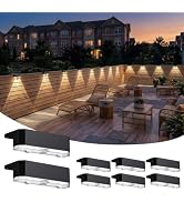 Peasur 8 Pack Solar Fence Lights Outdoor, Railing Light Solar Powered, IP65 Waterproof Led Deck S...