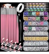 FANDAMEI Nail Art Tools Set With Nail Charms, Nail Stand, Nail Art Kit | Nail Stuff, Nail Gems, N...