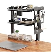 Metal Clamp On Desk Shelf,Storage Shelves with Pegboard and Pencil Holder | 2-Tier Adjustable 16 ...