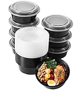Jaluxing 32 oz 50 ct Round Meal Prep Containers with Lids Plastic Food Storage Lunch Plan To Go B...