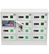 BeiseYu Cell Phone Locker for Classroom, 12-Slot Cold-Rolled Steel Cell Phone Lockers with QC3.0 ...