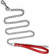 Goliton Dog Leash, Metal Pet Leash with Comfortable PU Leather Handle for Small and Medium Size D...