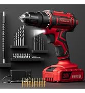 Cordless Drill Set, 20V Power Drill with Battery 2.0Ah and Charger, 3/8-Inch Keyless Chuck Electr...