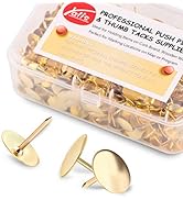 Yalis Thumb Tacks 500-count, 3/8-inch Steel Roundness Push Pins Office Tacks for Corkboard (Gold)
