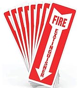 ASSURED SIGNS Fire Extinguisher Signs, Safety Sign Sticker - 8 Pack - 4" X 12" - 5 Mil Vinyl - Br...
