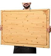 36 x 24 Extra Large Bamboo Cutting Board for Kitchen, Cutting Board Stove Top Cover with Handle, ...