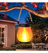 1 Pack Solar Lanterns Outdoor Waterproof, Solar Flame Lanterns with 2 Modes | Ultra-Real Flame, U...