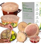 Reusable Silicone Stretch Lids for Food Storage in Fridge - Elastic Heat-Resistant Bowl Covers, C...
