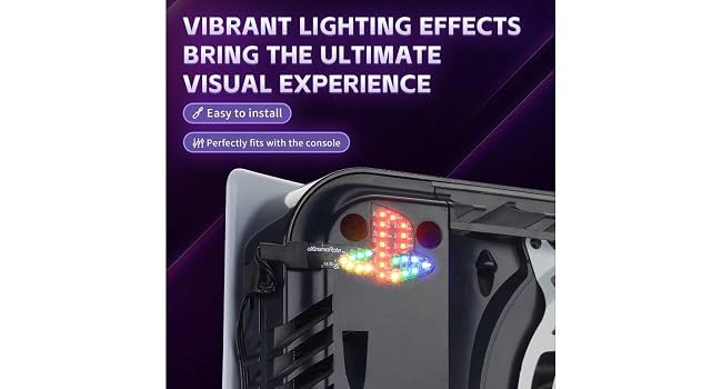 eXtremeRate 7 Colors 40 Effects RGB Rainbow Logo LED Kit for PS5 Disc & Digital Edition Console