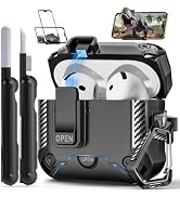 Polislime for AirPods 4 Generation Case with Phone Stand,Full Drop Protection Automatic Snap Swit...