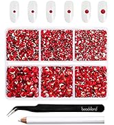 Beadsland 4300pcs Flatback Rhinestones,Light Red Rhinestones Nail Gems Round Crystal Rhinestones ...