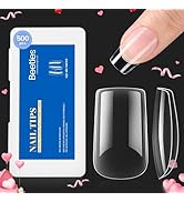 Beetles Gel Nail Tips, 500Pcs Beetles Gel X Short Square Gel Nail Tips Clear Full Cover False Nai...