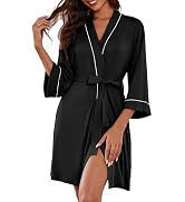 Ekouaer Women Kimono Robes Knee Length Knit Bathrobe Lightweight Soft Sleepwear V-neck Casual Lad...