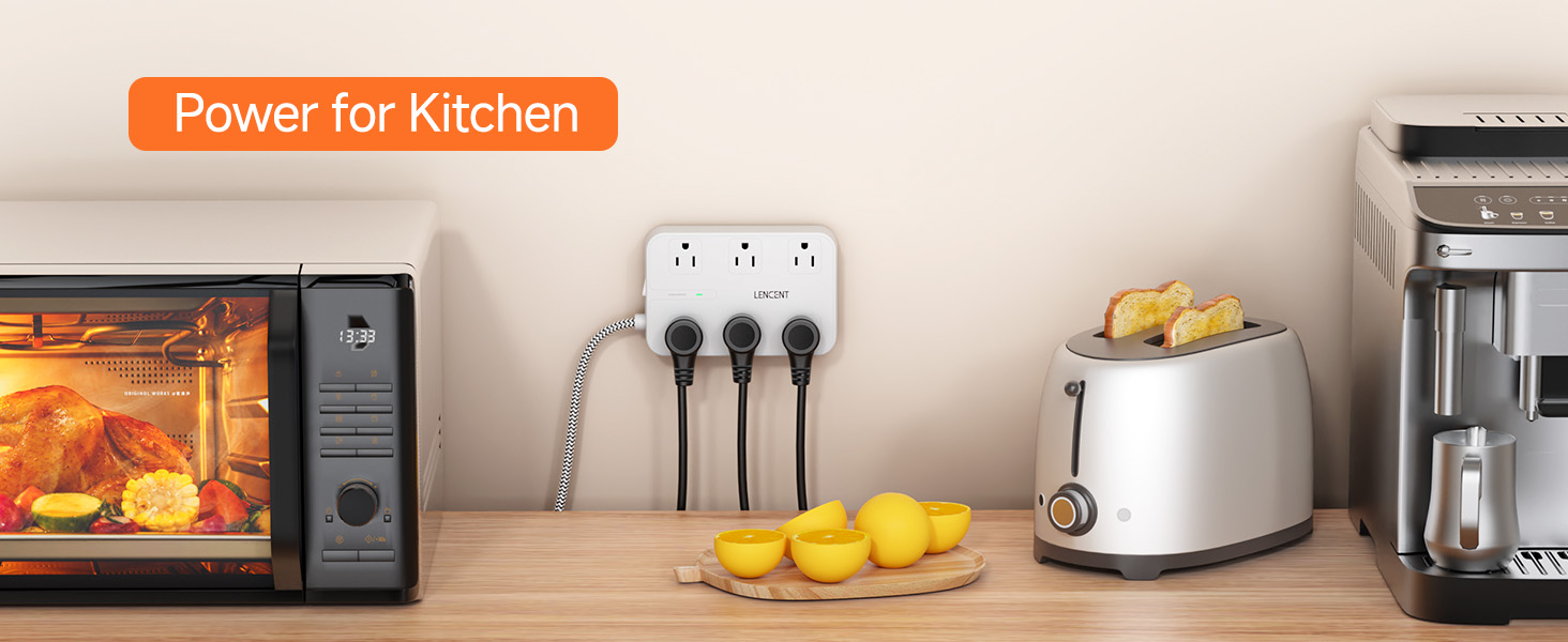 2 Prong Power Strip for Kitchen