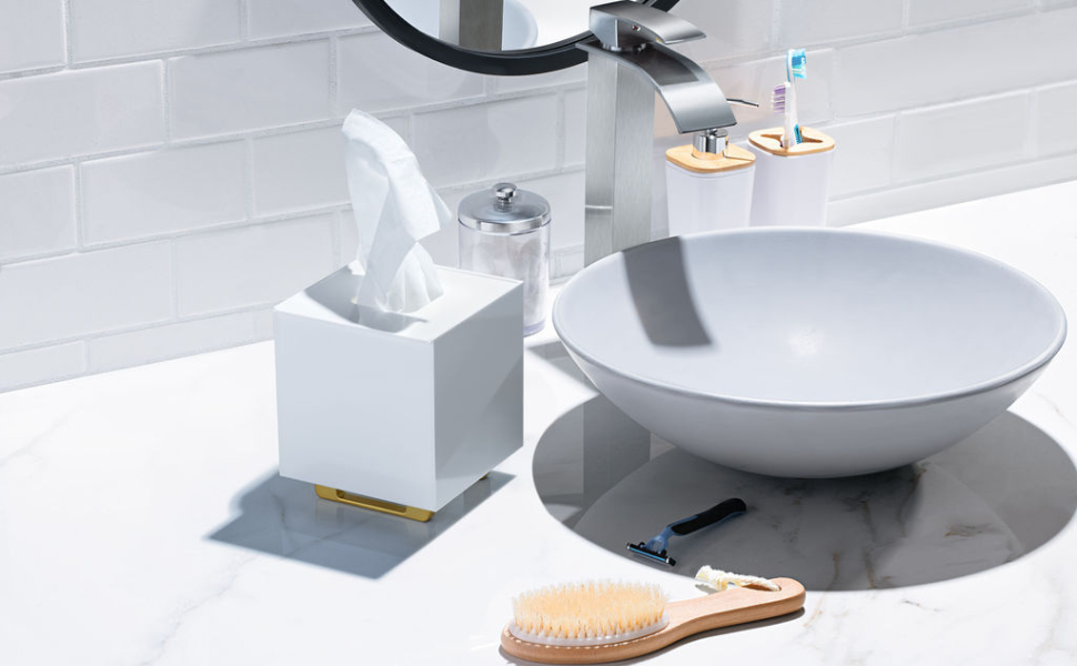 White acrylic tissue box holder