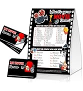 EQIUAG What's Your Movie Name, Funny Movie Theme Game Cards Set,1 Game Sign and 30 Cards, Perfect...