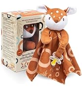Baby Lovey Security Blanket Newborn - Plush Stuffed Animal with Pacifier Holder, Gender Neutral B...