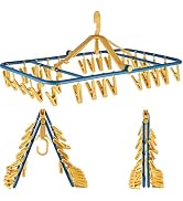 Foshine Drip Hanger Foldable Clip Hangers Plastic with 32 Drying Clips Wind-Proof Hook Underwear ...