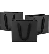 Ronvir 25Pcs Gift Bags Small 8.6x3.9x7 Inches Black Gift Bags Recycled Paper Bag For Party Favors...