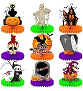Halloween Table Decorations – 9Pcs Honeycomb Centerpieces for Table Featuring Pumpkin, Ghost, Cat...
