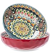Ronanemon 2 PCS 75 Oz Serving Bowls,Bohemian Style Large Porcelain Dishes for Entertaining Partie...