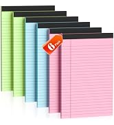 6 Pack Legal Pads 5x8 Note Pads College Ruled Notepad Pink/Green/Blue Perforated Small Legal Pads...