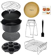 9 Inch Air Fryer Accessories Set of 9 for 5.8QT or Larger Deep Air Fryer - Include Air Fryer line...
