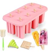 Firstfooby Popsicles Molds, 8-Cavity Silicone Popsicle Molds with 50 Sticks, BPA-Free Ice Pop Mol...