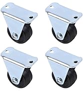 AUEAR, 4 Pack 1 Inch Rubber Caster Wheels Heavy Duty Fixed Casters with Rigid Non-Swivel Base Tro...