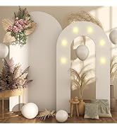 Jobkoo White Arch Backdrop Stand 6.6FT+5.5FT Wedding Backdrop Arch Frame with Light, 2 Set Round ...
