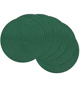 SHACOS Dark Green Round Placemats Set of 6 Cotton Polyester Braided 15 inch Washable Kitchen Dini...