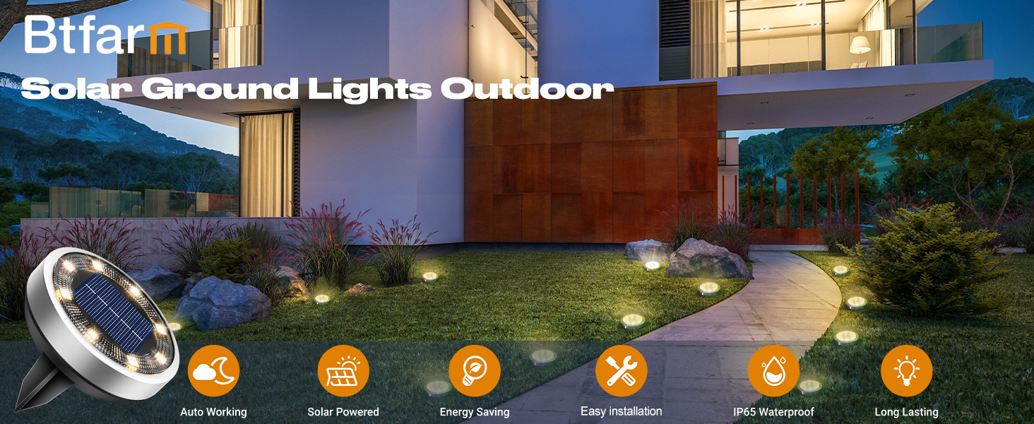 2 Pack Solar Ground Lights Warm White