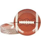 50PCS Football Party Paper Plates - 7Inch Round Football Dessert Plates for Cake Salad Fruit Pizz...