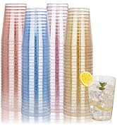 DaYammi 100 Pack 10 Oz Plastic Cups Glitter Disposable Cups in Assorted Colors,Plastic Glasses wi...