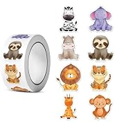 500 Animal Stickers, Round Animal Sticker, Reward Stickers, Cartoon Animal Stickers for Children,...